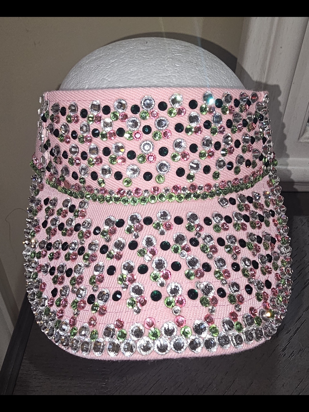 Rhinestones and Crystal-Embellished Pink Sun Visor